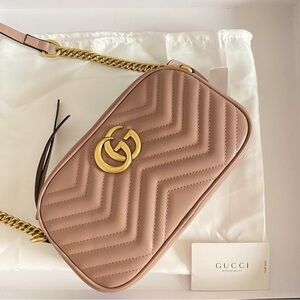 Gucci Marmont Matelasse Shoulder Bag Dusty Pink